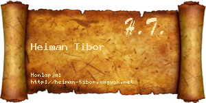 Heiman Tibor névjegykártya